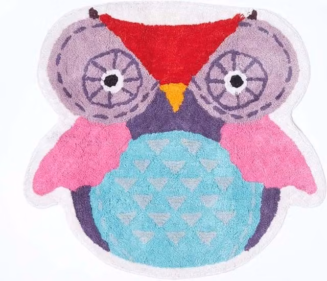 Homescapes Hand-Tufted Cotton Owl Childrens Rug, Multicolour, W: 70 cm, D: 80 cm