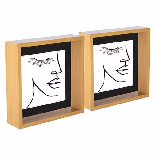 Nicola Spring 3D Deep Box Square Photo Frames, Pack of 5, Black and White, W/H: 22.5 x 22.5 cm with 6.0 x 6.0 cm Mount – 1