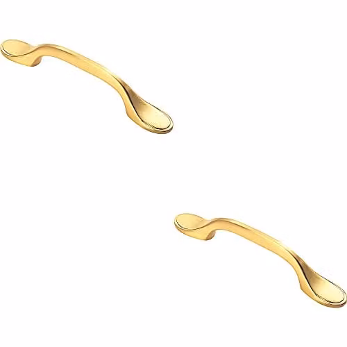 Loops 2 Pack Shaker Style Cabinet Pull Handles, 128mm, Satin Brass