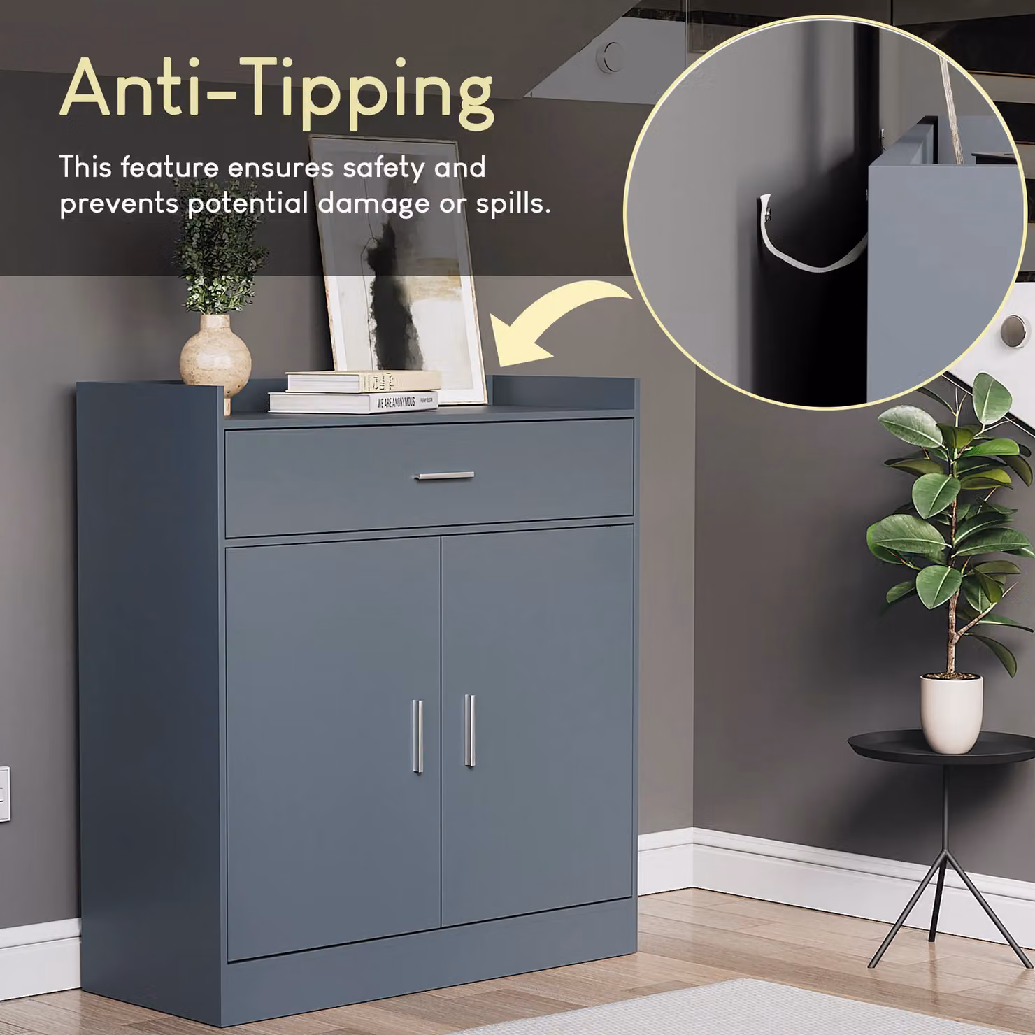 Vida Designs Dalby Modern 2 Door 1 Drawer Shoe Cabinet in Grey – 3