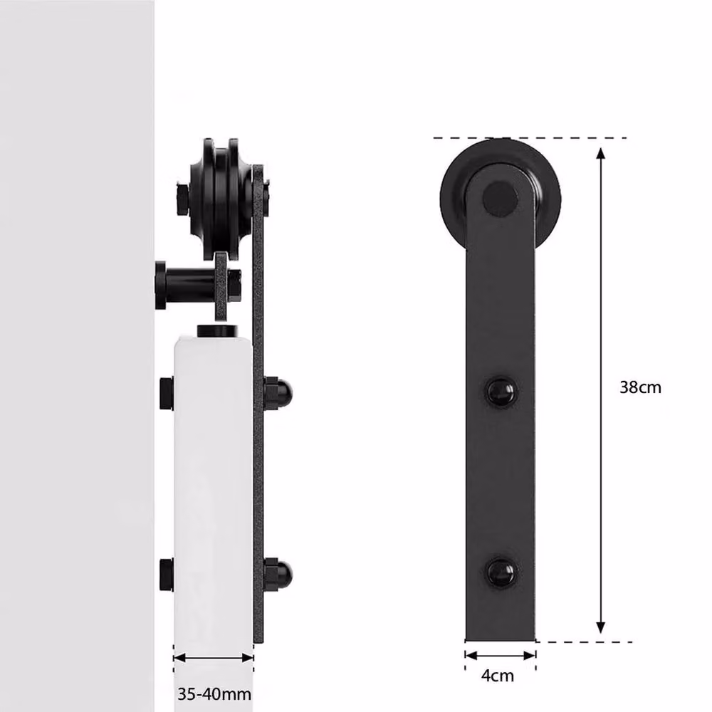 PAWNORA 5ft Black Wood Sliding Barn Door Track Hardware Set – 3