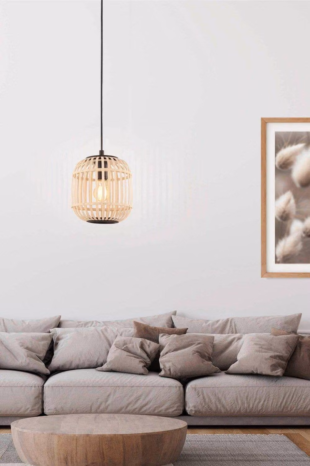 Eglo Bordesley Natural Bamboo and Metal 1 Light Ceiling Pendant in Brown – 2