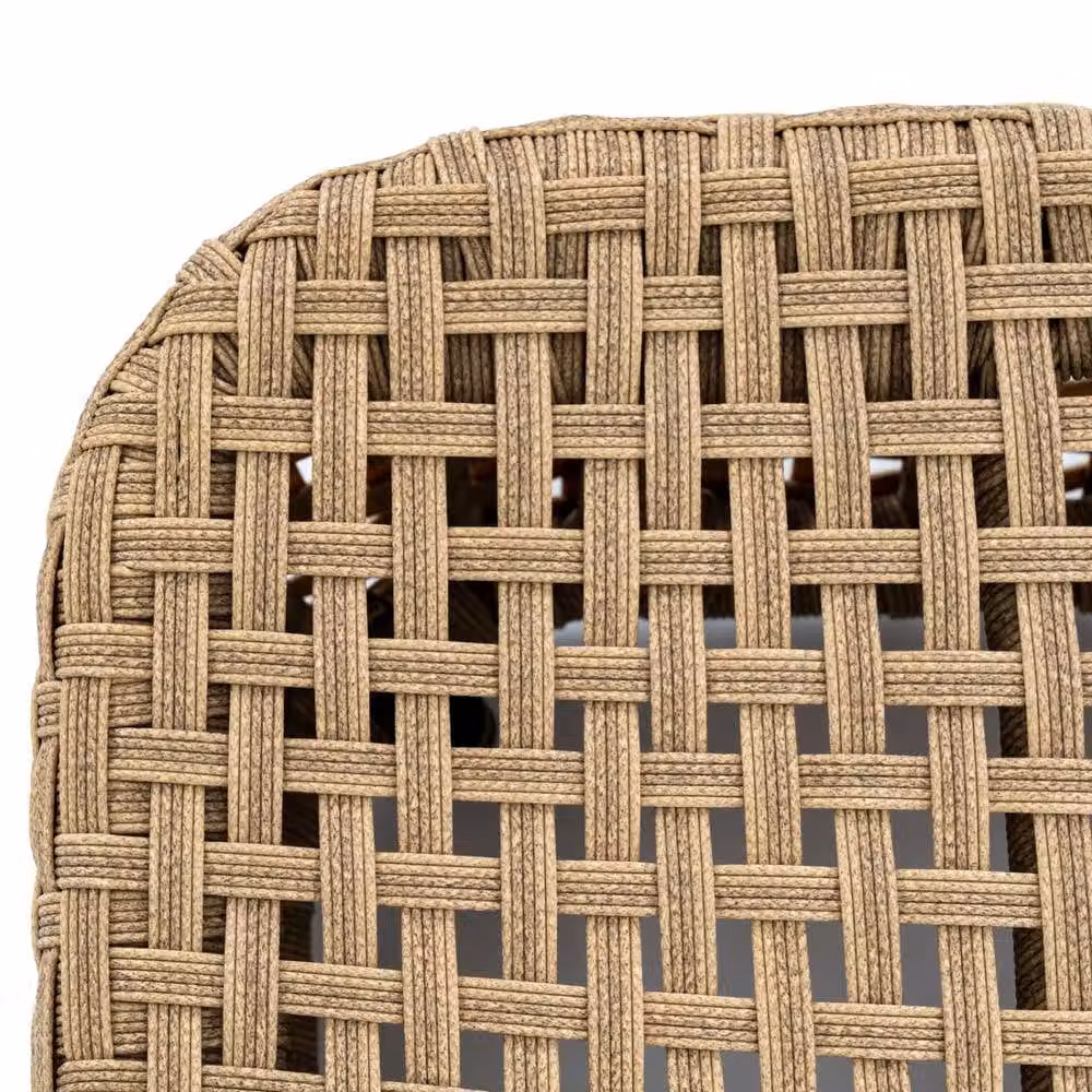 Wyld Haus Sardinia Outdoor Rattan Footstool with Brown Cushion in Beige – 4