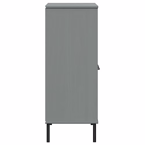 vidaXL OSLO Bookcase with Metal Legs and Solid Pine Wood, Grey, W: 90 cm, D: 35 cm, H: 90.5 cm – 3
