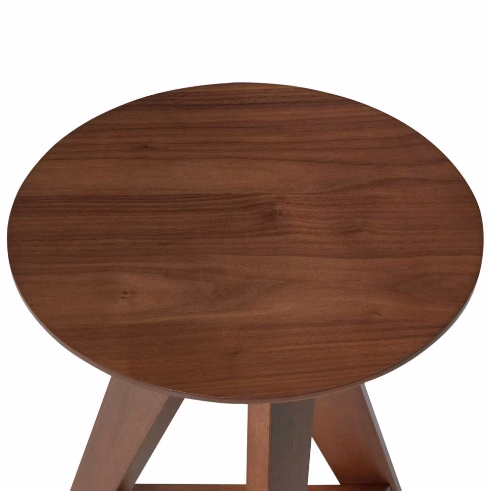 Wyld and Coco Set of 2 Brown Retro Rubberwood Dining Stools – 4