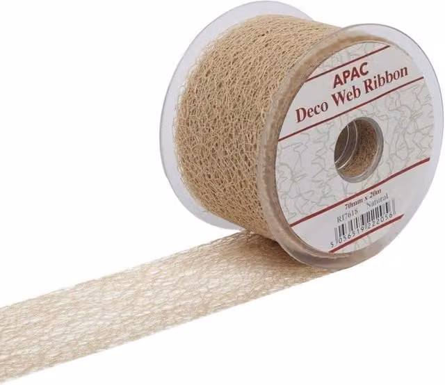 KDMD Natural Deco Web Jute Ribbon in Brown and Beige, Width: 7 cm, Length: 20 m