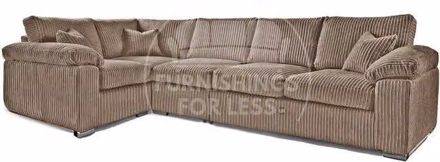 Furnishings For Less UK Delta 5 Seater L-Shape Corner Sofa in Beige Jumbo Cord, Left Hand Facing