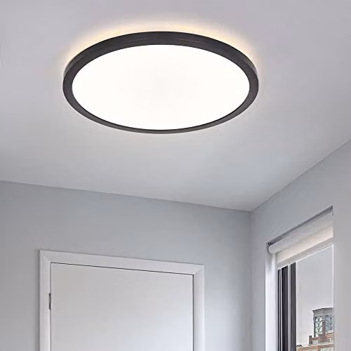 Netlighting Sapana Round LED Flush Ceiling Light, Black or White, IP44, 3000K Warm White, Diameter: 42 cm – 2