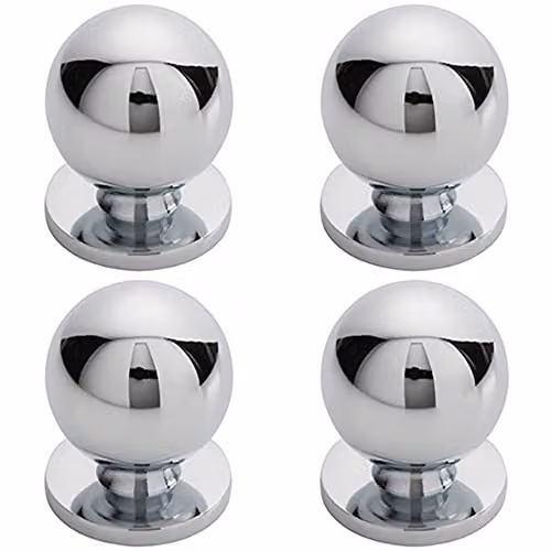 Loops 4 Pack Polished Chrome Solid Ball Cupboard Door Knobs