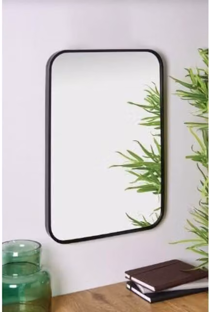 Biznest Black Camden Aluminium Wall Mirror, W: 60 cm, H: 40 cm
