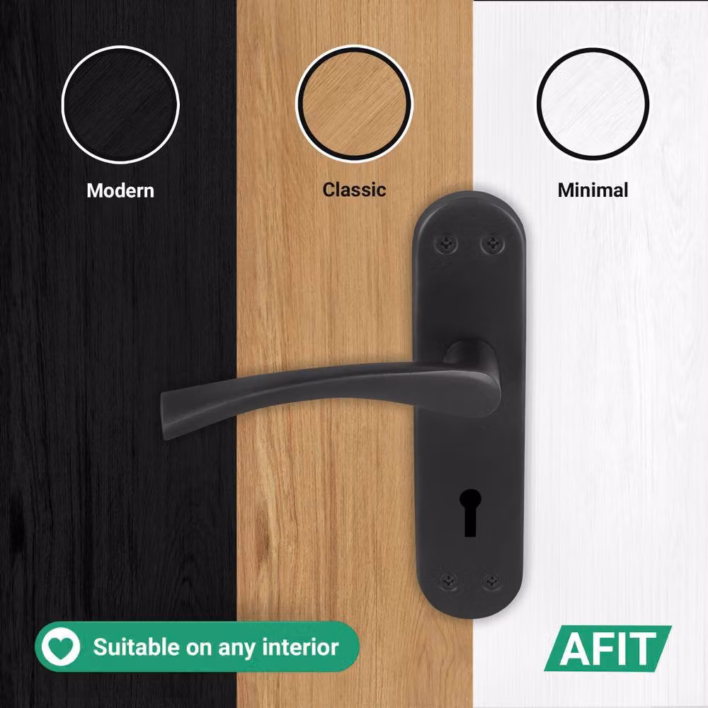 AFIT Black Twist Lock Handle Set with Novi Backplate, 1 Pair, Matt Black, W/D/H: 15 x 15 x 1.5 cm – 5