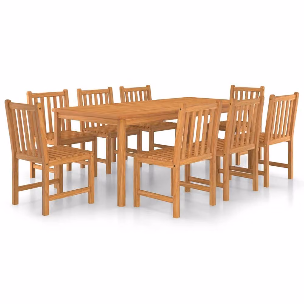 Berkfield Home Beautiful 9 Piece Garden Dining Set in Brown Solid Teak Wood – 2