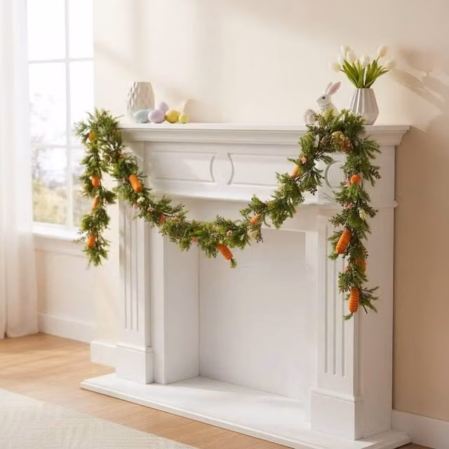 Garden Greatness Decorative Easter Carrot Garland in Orange, Green and Multicolour