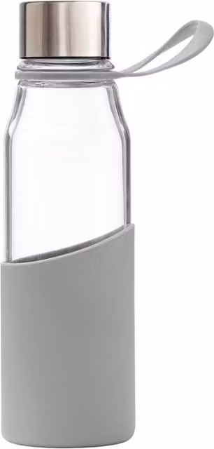 Vinga Slim Grey Glass Water Bottle, 550 ml