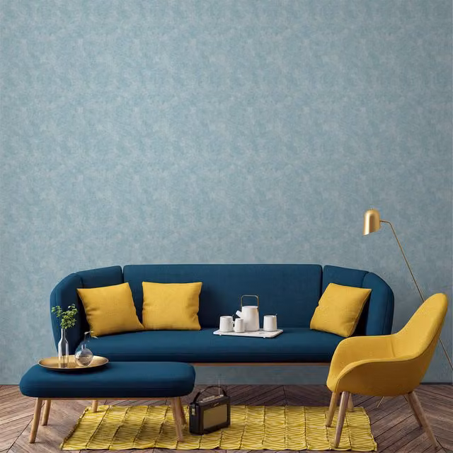 Grandeco Capri Plain Classic Wallpaper in Petrol Blue
