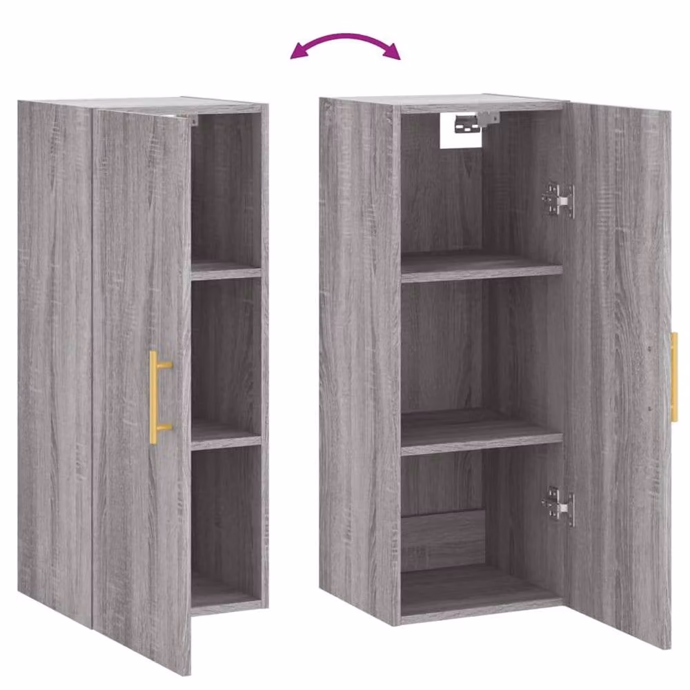 Berkfield Home Wall Mounted Cabinet in Grey Sonoma, W/D/H: 34.5 x 34 x 90 cm – 3