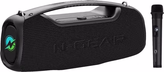 N-GEAR NRG500 Bluetooth Party Speaker with Lighting and Microphone, Black
