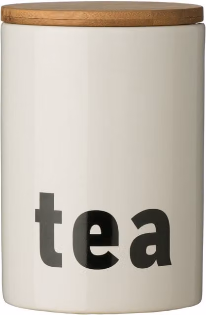 Premier Housewares Mono Ceramic Tea Canister with Bamboo Lid in White and Black