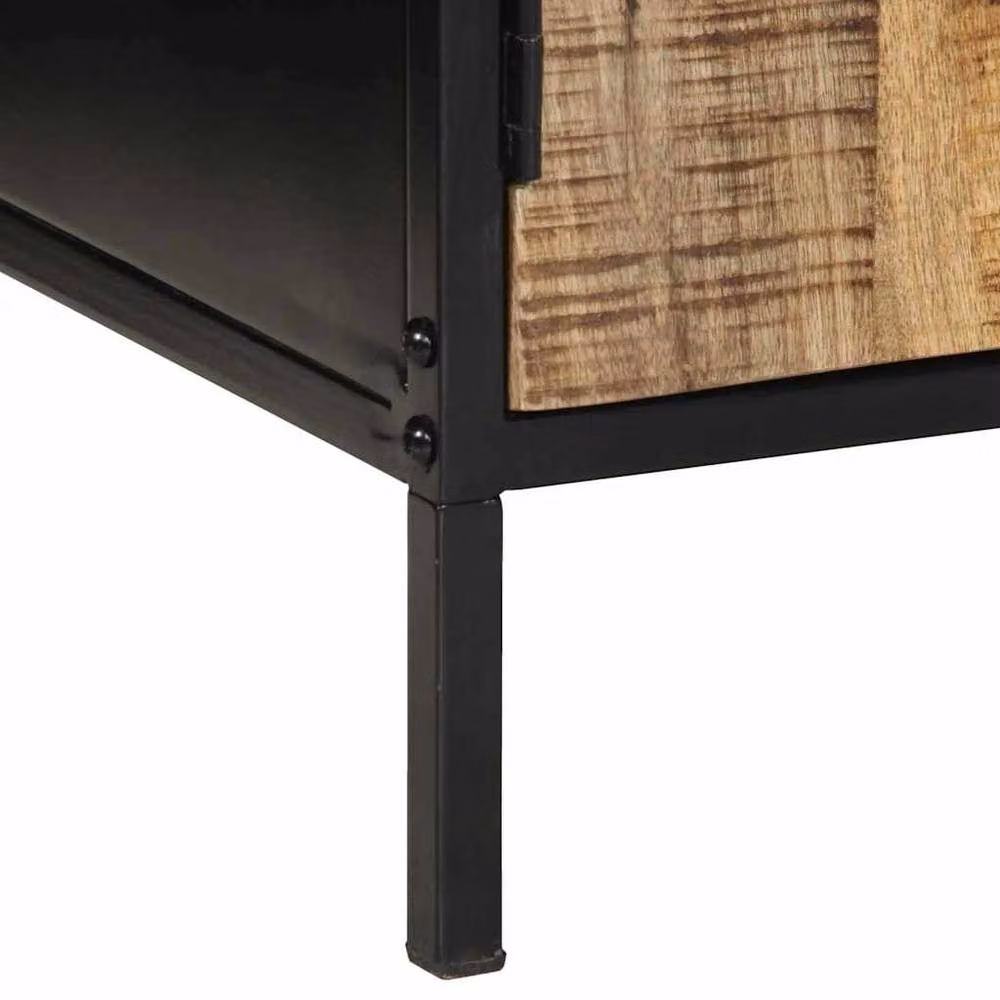 Berkfield Home Traditional Bedside Cabinet in Brown Solid Rough Mango Wood, W/D/H: 50 x 30 x 45 cm – 7