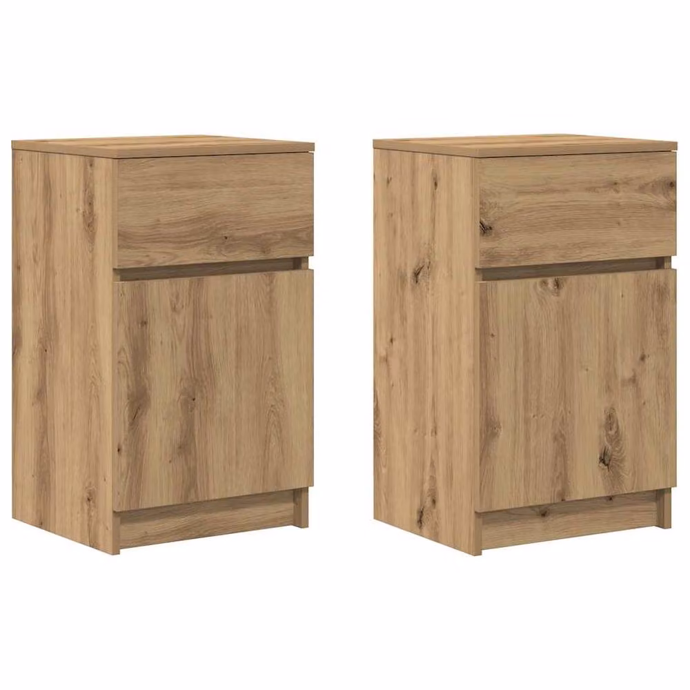 Berkfield Home Set of 2 Artisan Oak Bedside Cabinets, W/D/H: 39 x 35 x 65 cm – 3