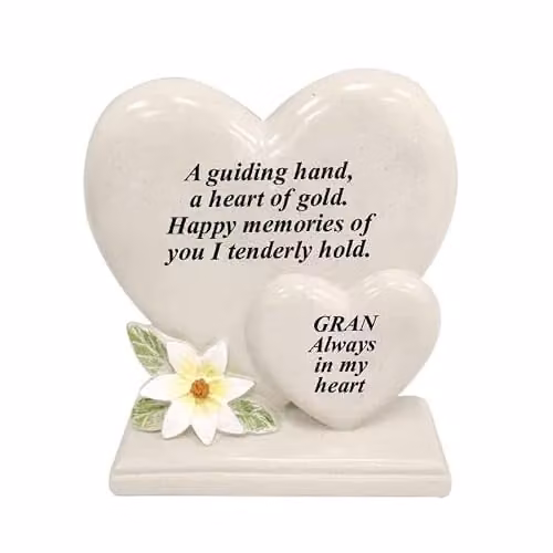 David Fischhoff Floral Heart Condolence Wall Plaque in White, Yellow and Beige