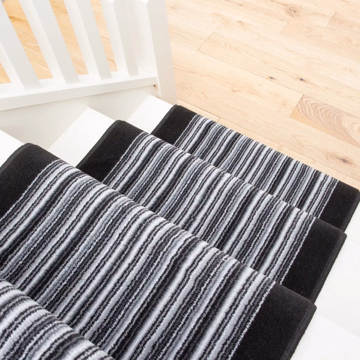 Kukoon Grey and Black Striped Cut to Measure Stair Carpet Runner Rug, Width: 60 cm, Length: 1680 cm – 5