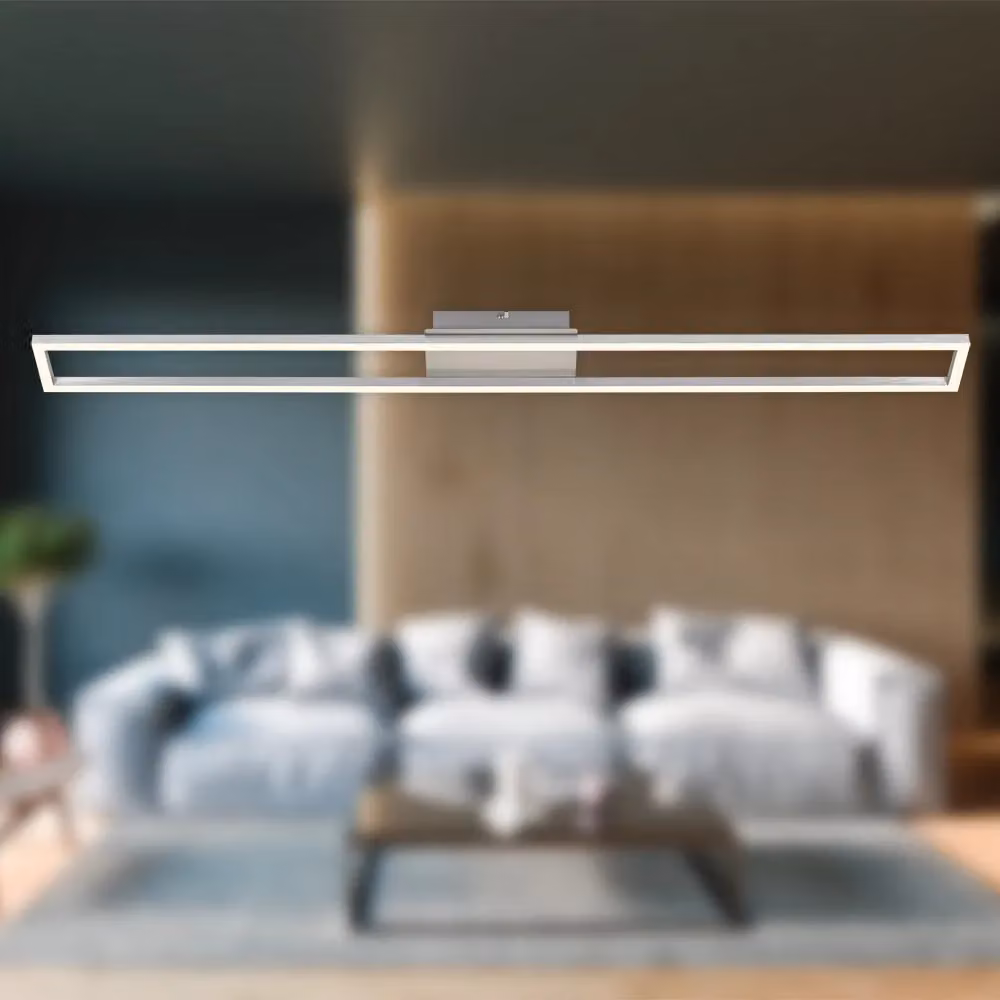 Briloner Modern Rectangular LED Wall and Ceiling Light, 18W, Silver Aluminium, Dimmable Warm White – 4