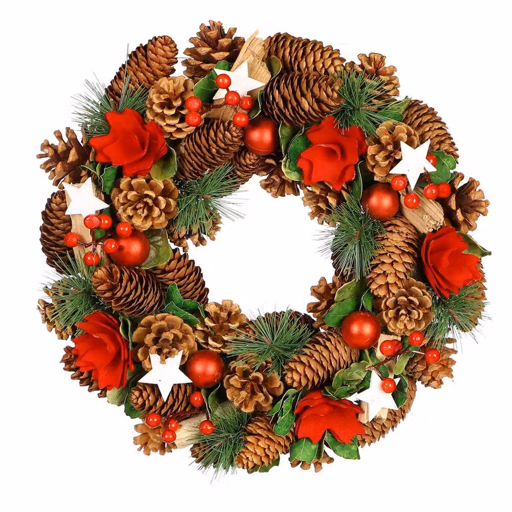 Dibor Traditional Starry Night Multicolour Floral Wreath, Diameter: 35 cm – 2
