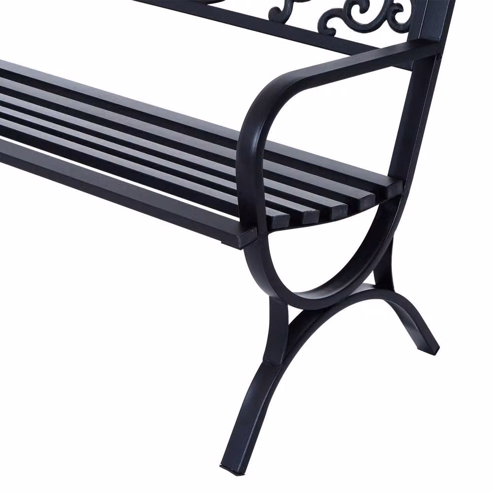 Wyld Haus Yota Nile Garden Bench in Black Powder Coated Steel, W/D/H: 127 x 60 x 85 cm – 7