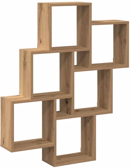 Berkfield Home Artisan Oak Wall Cube Shelf, Brown, W/D/H: 78 x 15 x 93 cm – 1