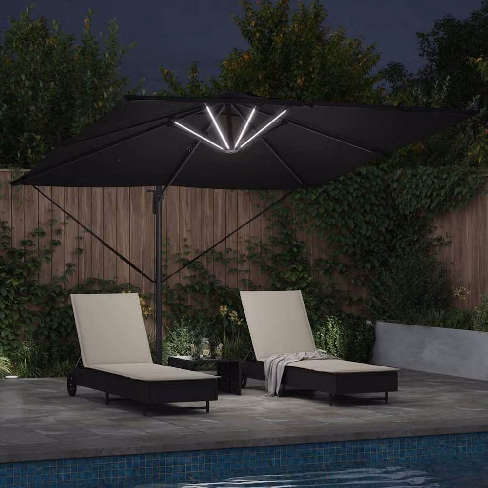 Berkfield Home Roma Cantilever Parasol with LEDs in Black, W: 286 cm, D: 285 cm, H: 270 cm – 3