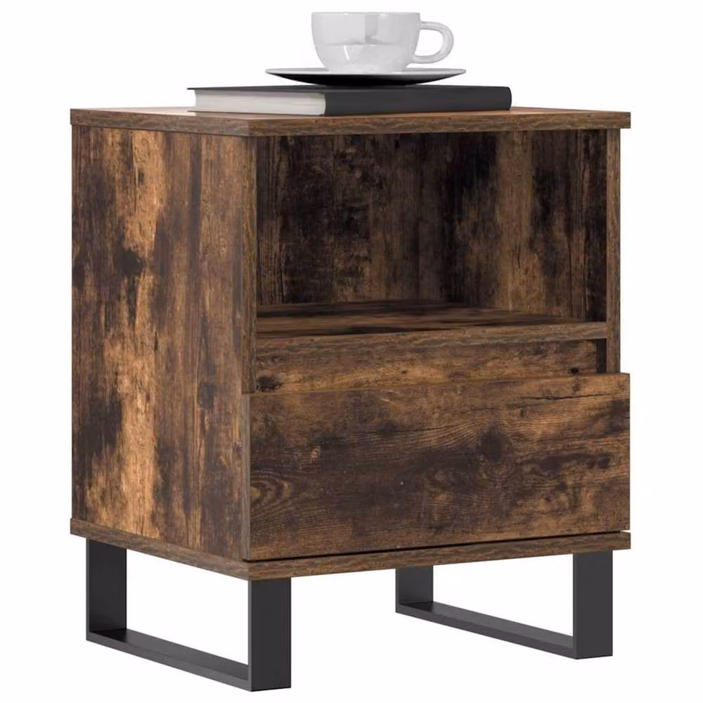 Berkfield Home Set of 2 Smoked Oak Bedside Cabinets in Brown, W/D/H: 40 x 35 x 50 cm – 3