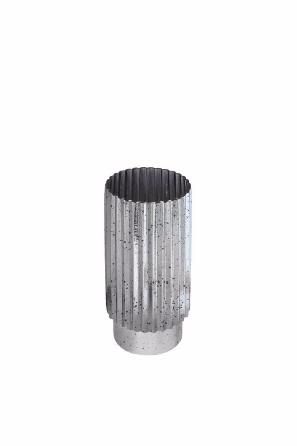 KDMD Silver Tonal Ribbed Cylinder Vase, Height: 30 cm – 2