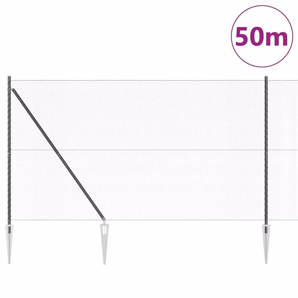 Berkfield Home Grey Steel Hexagon In-Ground Fence, 1.6 m x 50 m – 2