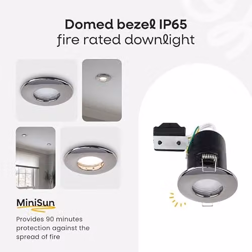 MiniSun Pack of 6 Black Chrome Domed Recessed Ceiling Downlights with 5W Cool White LED Bulbs, IP65 Rated for Bathroom Use – 2