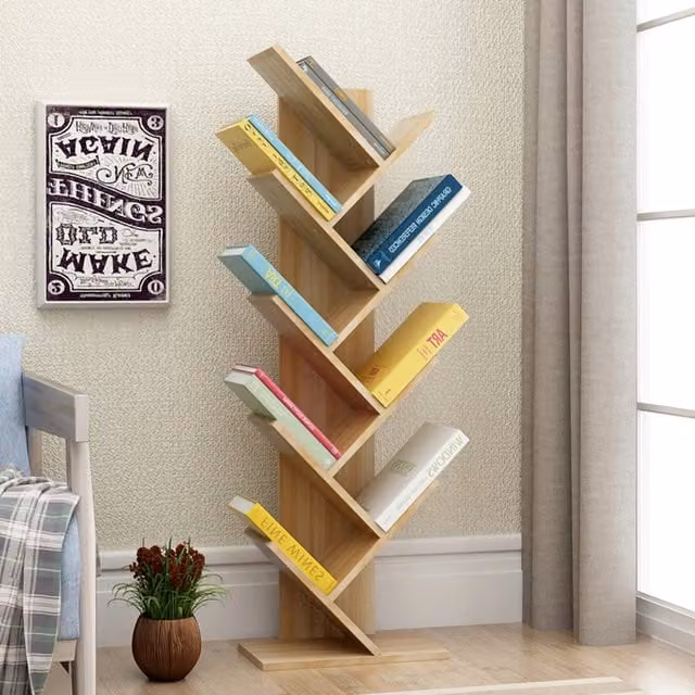 Livingandhome 9-Tier Standing Tree Bookshelf in Brown