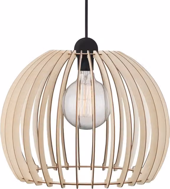 Nordlux Chino Suspended Pendant Light in Brown Wood with E27 Fitting, Diameter: 40 cm