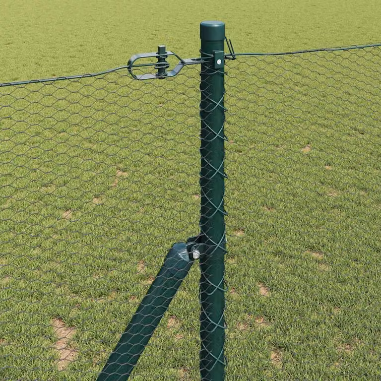 Berkfield Home Green Powder-Coated Steel Hexagon Wire Fence, 1 x 100 m