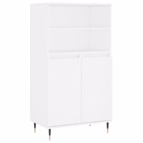vidaXL Modern White Highboard with Hinged Doors and Internal Shelves, W/D/H: 60 x 36 x 110 cm