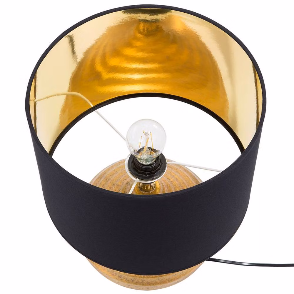 Wyld and Coco Gold Ceramic Table Lamp with Fabric Shade, Height: 42 cm – 4