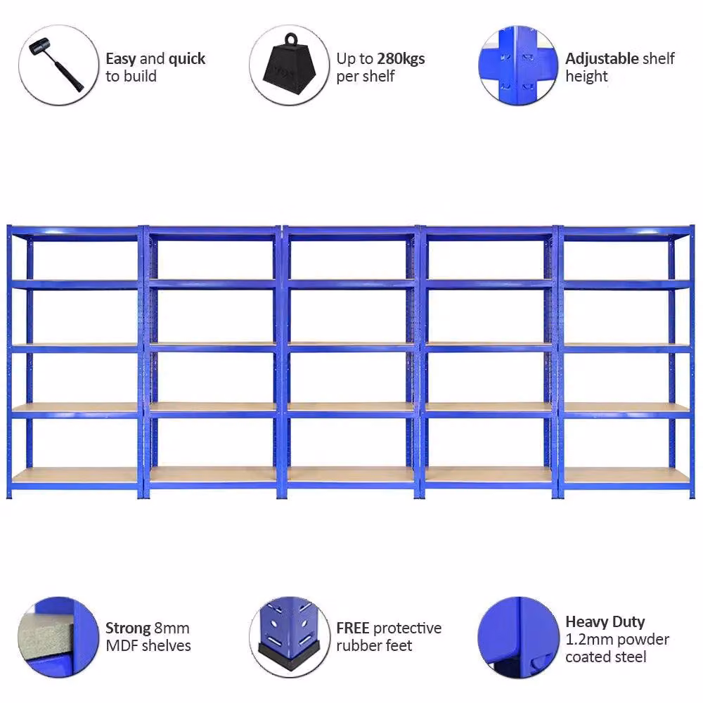 Monstershop 5 x T-Rax Blue Metal Racking and Bay Connectors, 90cm – 2