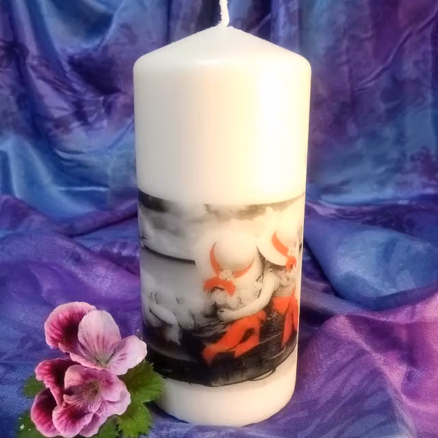 Viki Love and Kisses Heart Pillar Candle Set in White