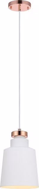 Teamson Home Versanora Modern Cone Suspended Pendant Light in White and Gold/Brass Metal
