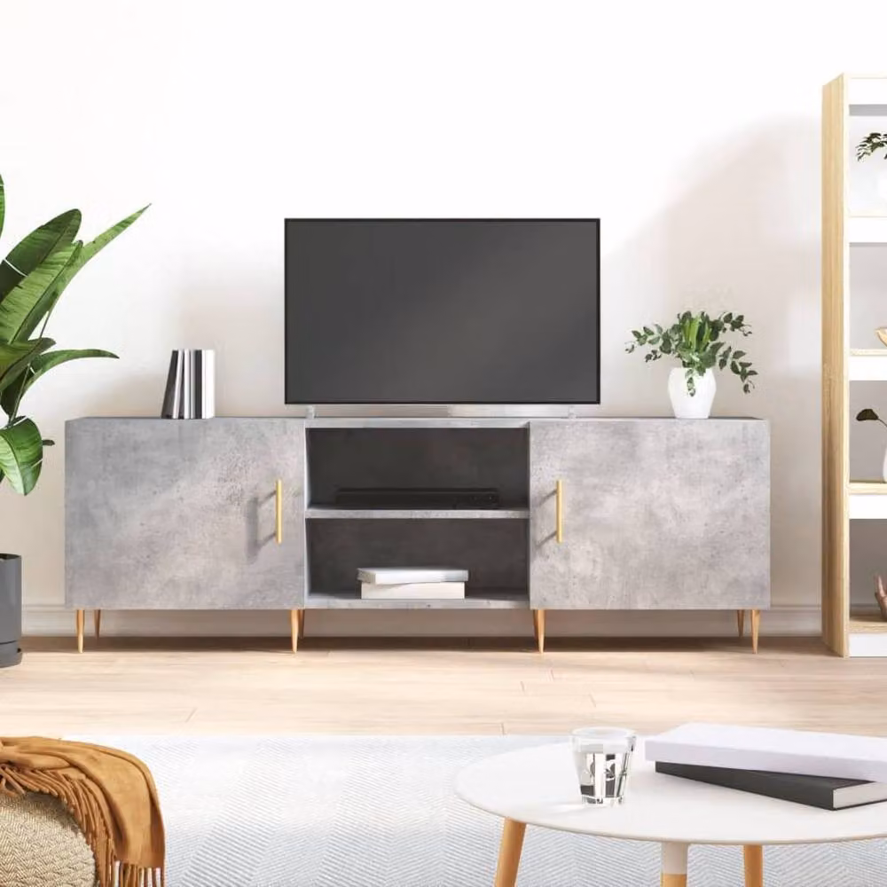 Berkfield Home Modern TV Cabinet in Concrete Grey, W/D/H: 150 x 30 x 50 cm – 2