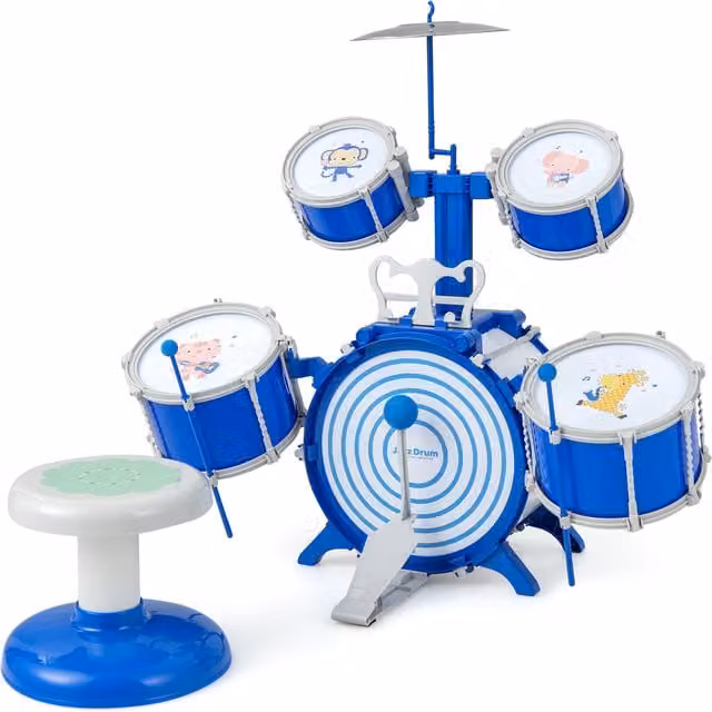 Costway Kids Jazz Drum Kit Percussion Musical Instrument Toy in Blue