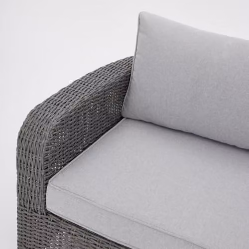 Home Detail Hadley 7 Seater L-Shape Corner Rattan Garden Sofa Set in Grey with Fire Pit Table and Matching Ottoman – 2