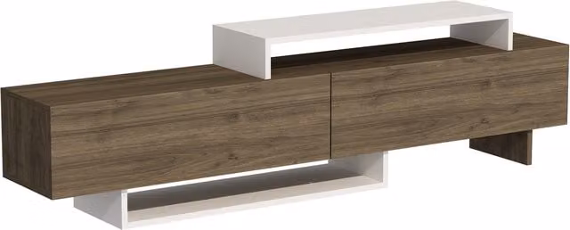 Destina Home Modern White and Orange Wood TV Stand and Entertainment Center with Media Compartments