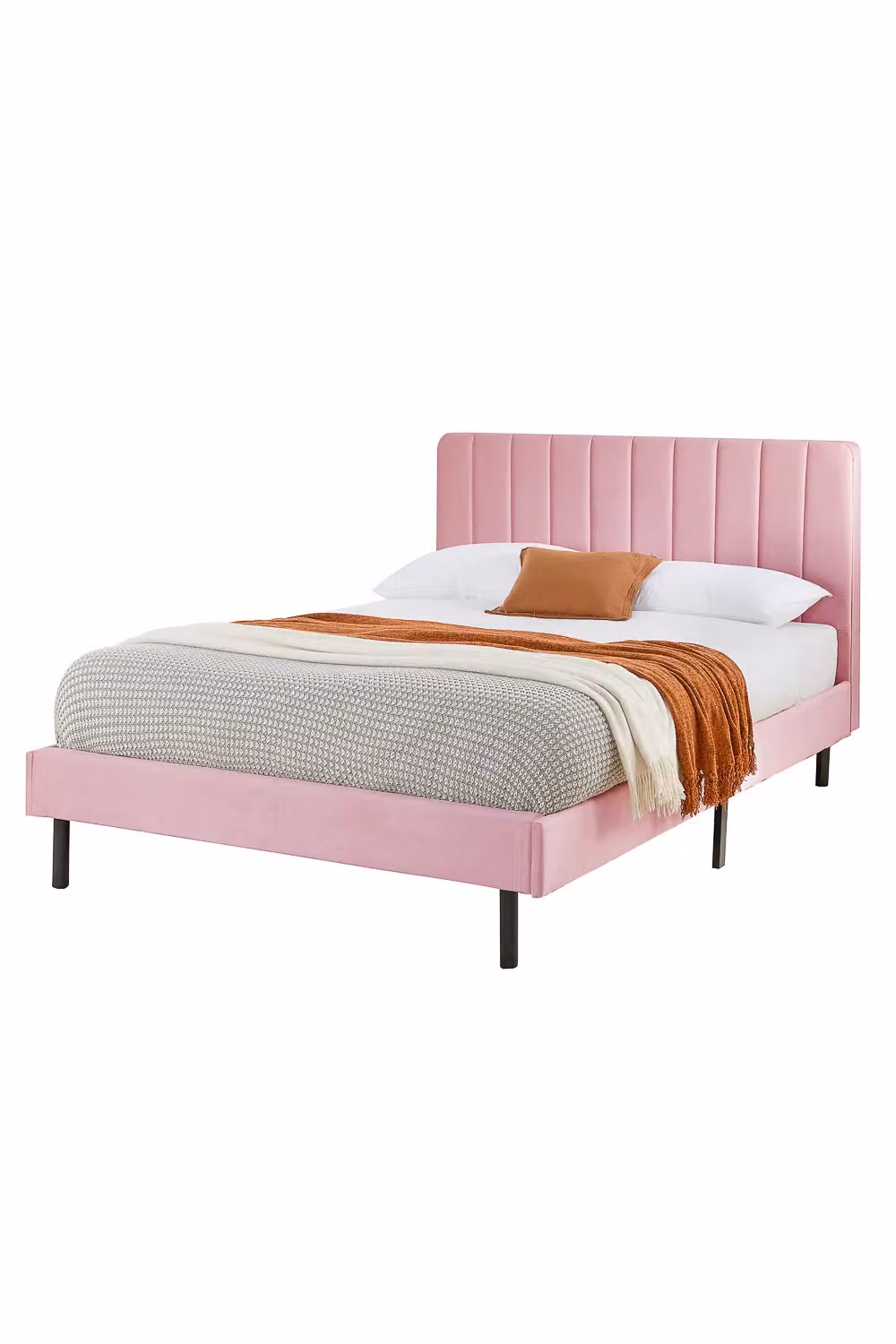 Aspire Rosella Pink Velvet Upholstered Super King Bed W/D/H: 200 x 200 cm – 3