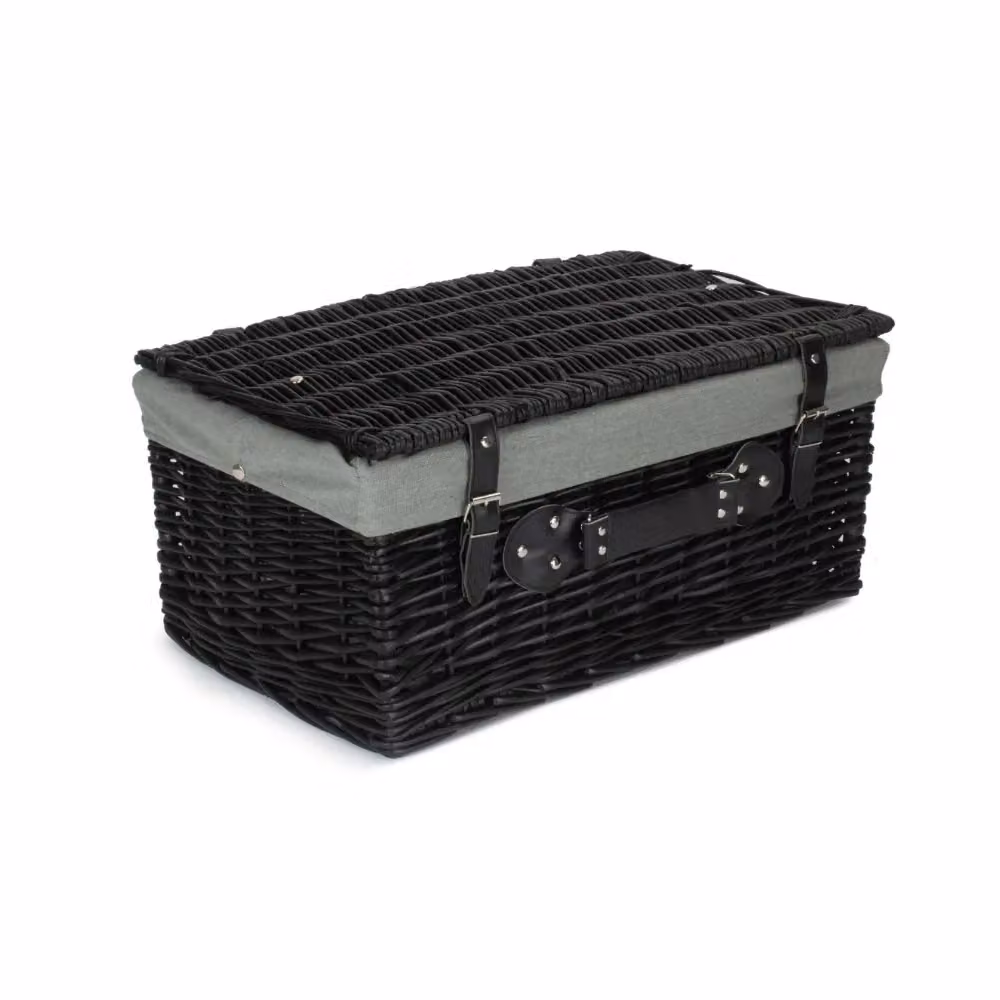 Red Hamper Black Willow Picnic Basket with Grey Lining, Width: 51 cm – 2