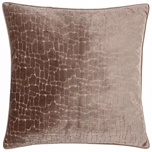 Paoletti Bloomsbury Velvet Square Cushion in Taupe, W/D/H: 50 x 50 x 50 cm